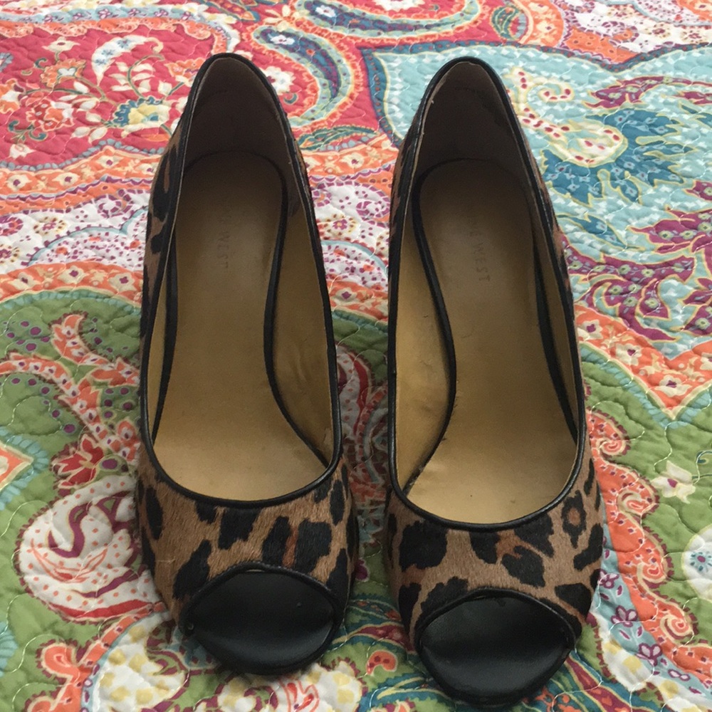 Leopard print wedges